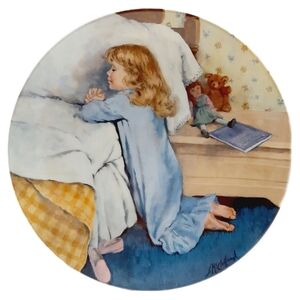 🍒 1987 RECO Plate EVENING PRAYER Becky's Day Collection by John McClelland Vtg